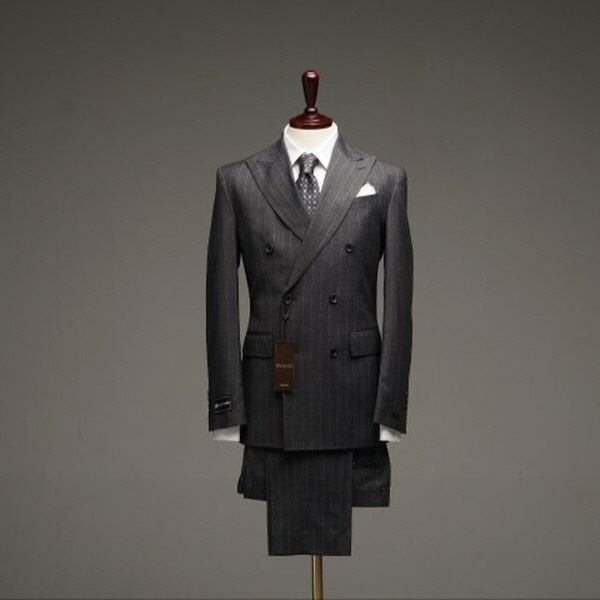 구* 스트라이프 울혼방 나폴리 테일러드 라펠 호스티치 더블 셋업수트