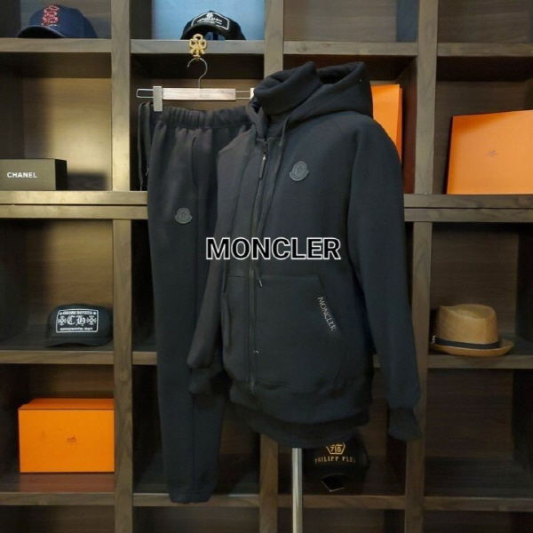 로딘 블랙 가죽몽 남.녀 후드기모 셋트