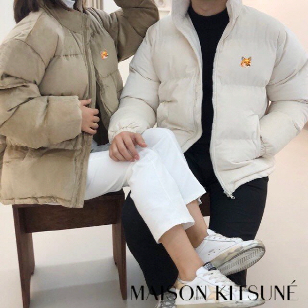 메* 키츠네 폭스헤드 컬러풀 벨벳 숏 패딩