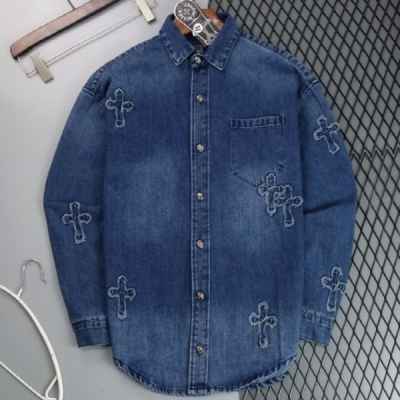 크* CH 십자가 패치 버튼로고 데님셔츠✔수입최고급