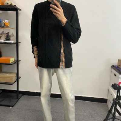 23FW 데미지 울 체크 스웨터 - 수입